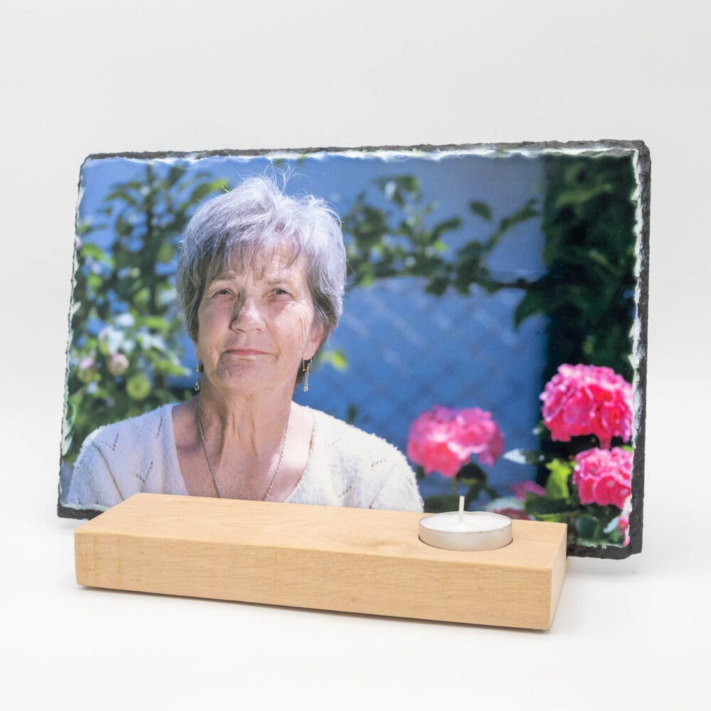 Gedenktegel Rechthoek 30x20 houten houder theelicht