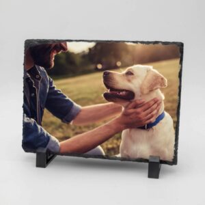 Gedenktegel rechthoek liggend man met hond
