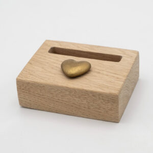 Houten houder gedenktegel ashouder hartje goud